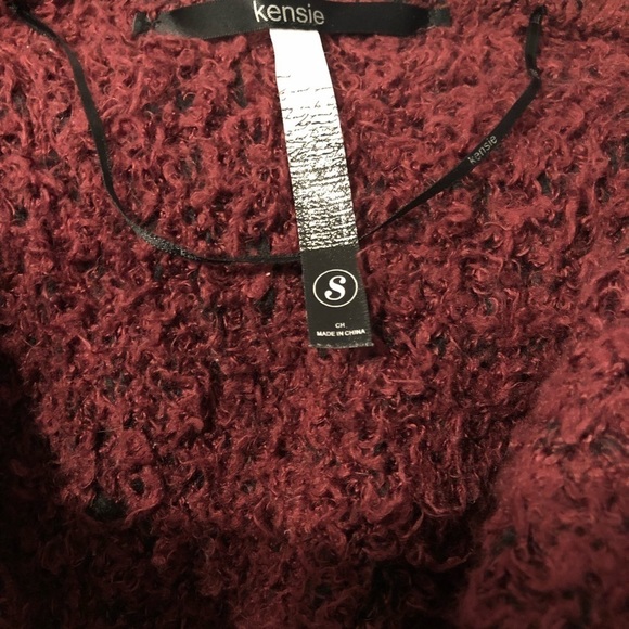 Kensie Burgundy Teddy Bear Sweater Small - Picture 3 of 3